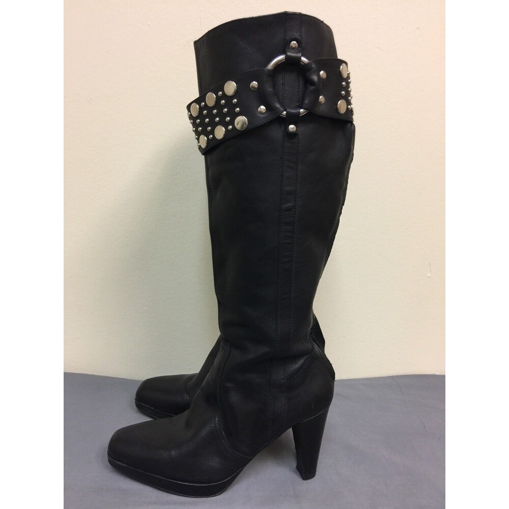 Grigiarancio Calzaturificio Marco Women Black LeatherTall heel Boot size 8M